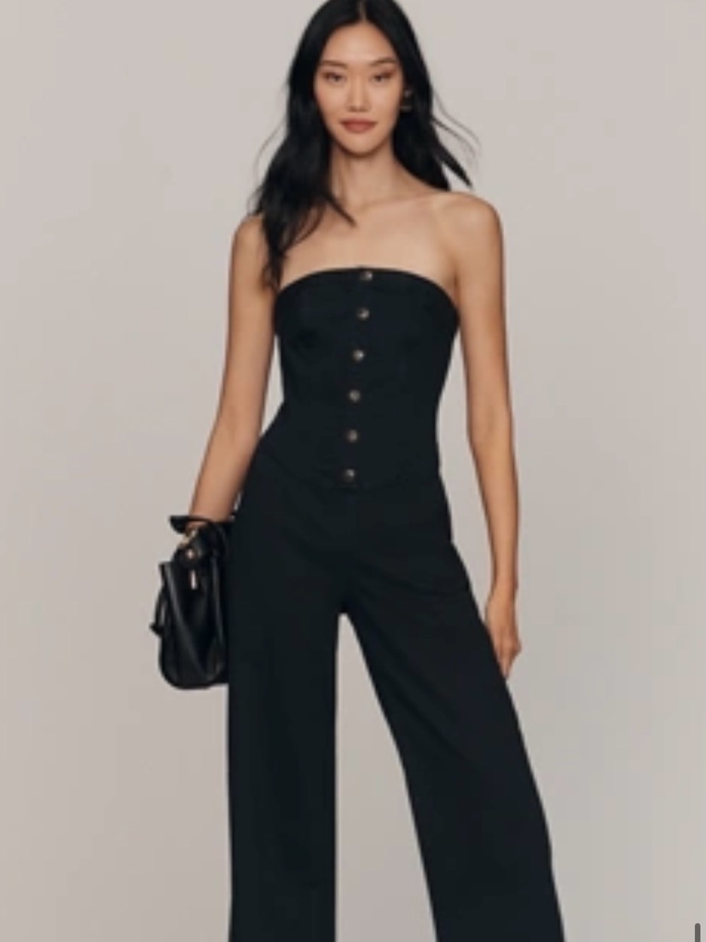 Strapless Anthropologie Pilcro Black Wide-Leg Jumpsuit